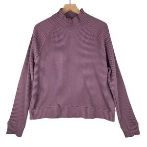 North Face Sweater Women Large Purple Chabot Mock Funnel Raglan Thermal Waffle